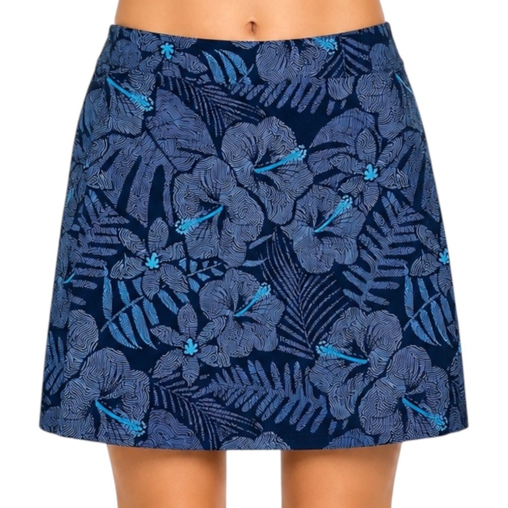 RipSkirt Hawaii Wrap Skirt Navy Blue Maui Moonlight Floral Print Size M Length 2
